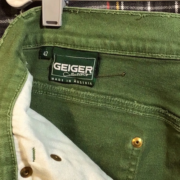 🦚 90s GEIGER Collections Green Straight Leg High Rise Zip Front - Picture 2 of 7